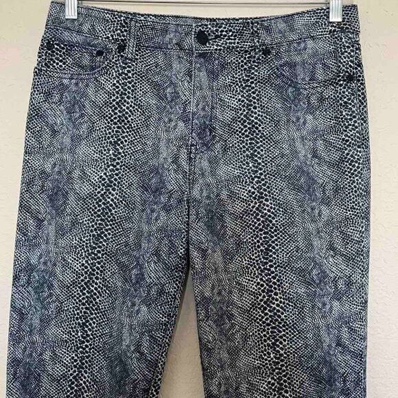 Tory Burch Blue Boa Snakeskin Print Skinny Jeans Size 30 - Picture 2 of 16